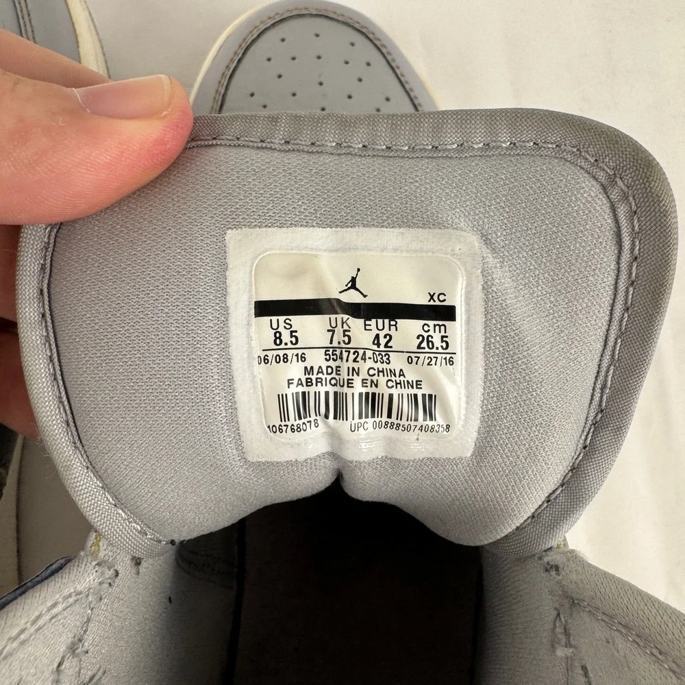 Nike Air Jordan 1 Mid Wolf Grey Men's‎ Size 8.5 Basketball Shoes Retro OG